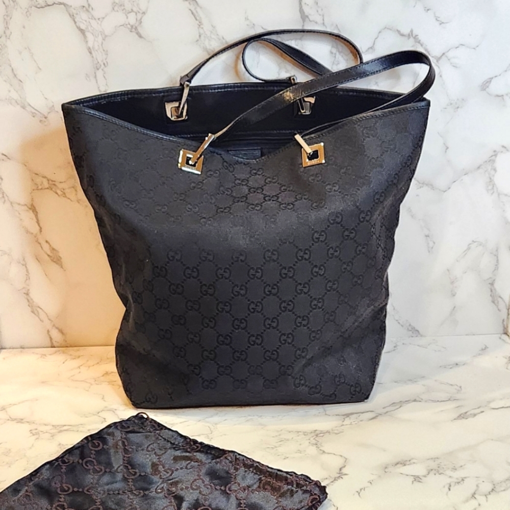 Authentic Gucci Black Canvas Tote
